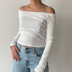 Brandy Melville White Off Shoulder top